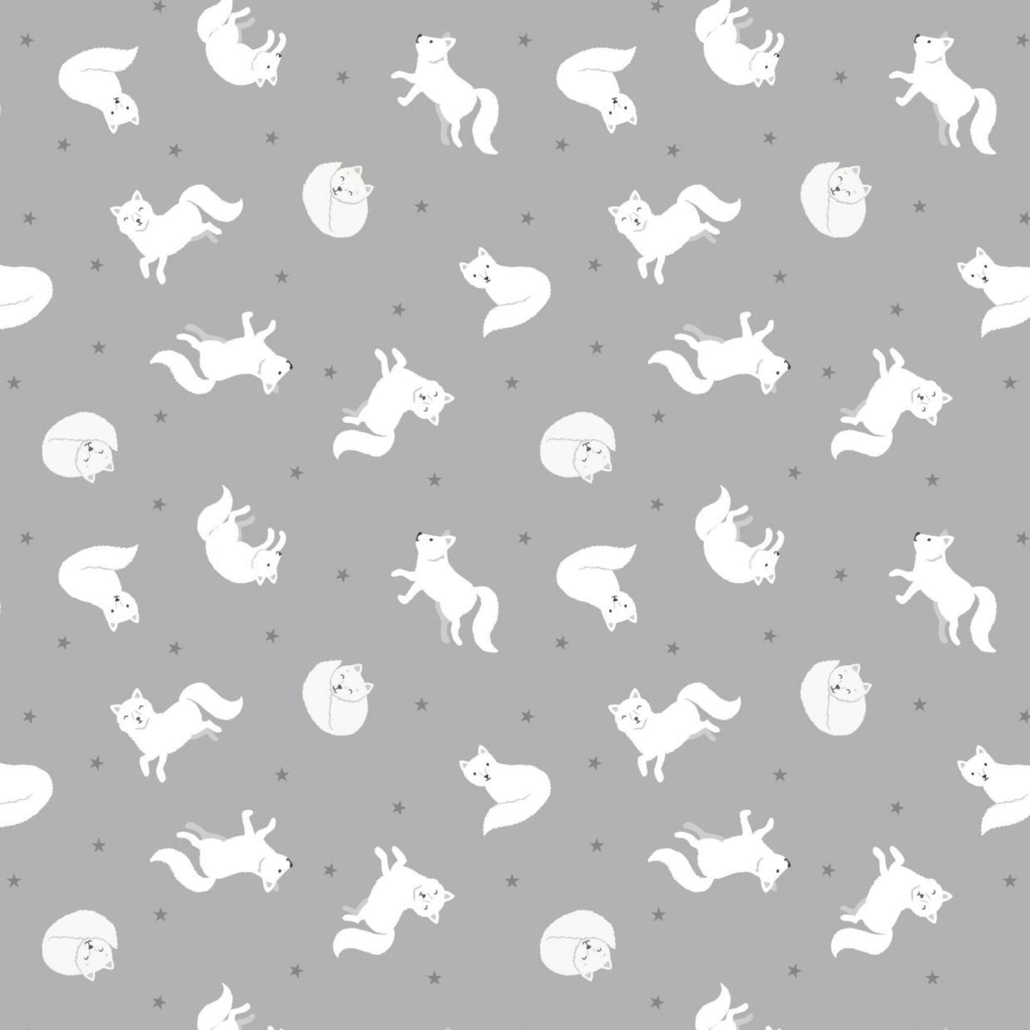 Artic Fox - Small Things Polar Animals Fabric Range - Lewis and Irene - Silver