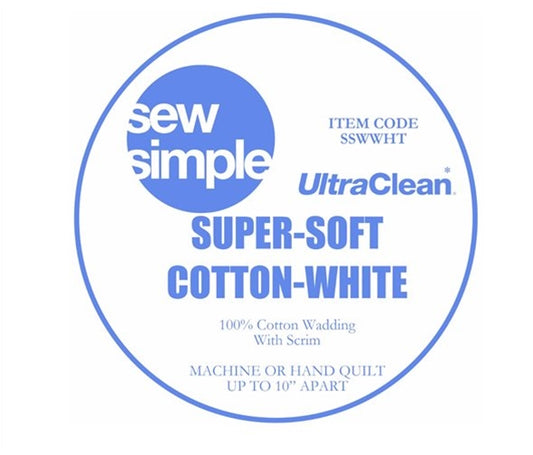 White Cotton 100% Bleached Cotton Wadding - Sew Simple - 90" Wide