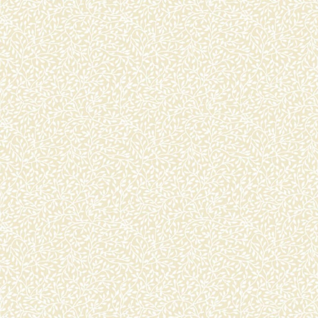 White on Cream Mini Leaf (764/Q2) - Essentials range of fabric by Makower