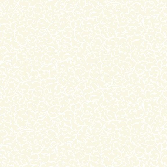 White on Cream Scroll (760/Q2) - Essentials range of fabric by Makower