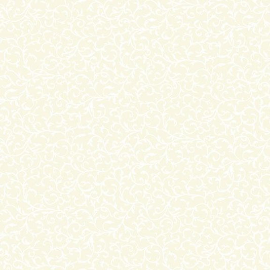 White on Cream Scroll (760/Q2) - Essentials range of fabric by Makower