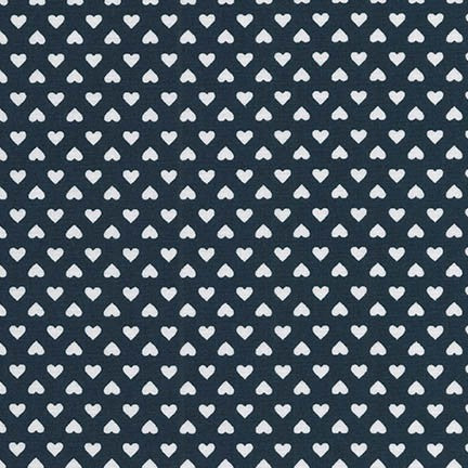 Hearts - Petite Classics Fabric Range - Sevenberry - White on Navy Blue