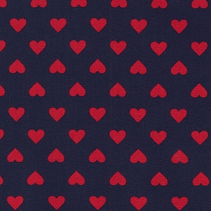 Hearts -Classics Fabric Range - Sevenberry - Red on Black